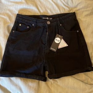 Brand new high waisted black denim shorts.